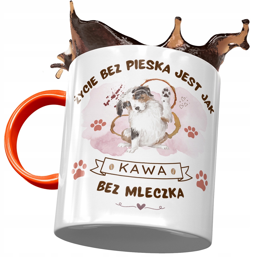 Kubek Pomarańczowy Z Pieskiem Psem Słodki Prezent Z Nadrukiem Ze Zdjęciem