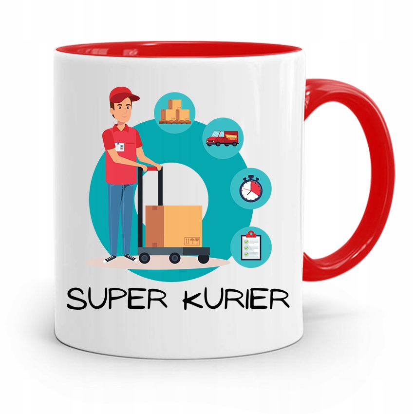 Kubek Czerwony Dla Kuriera Super Kurier Prezent Z Nadrukiem Ze Zdjęciem