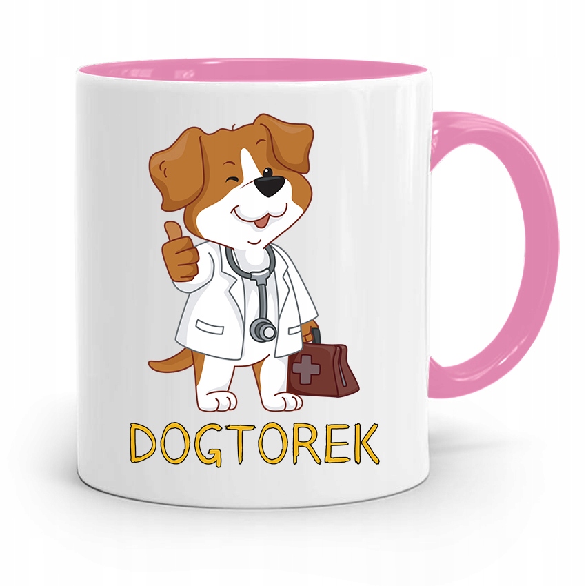 Kubek Różowy Weterynarza Dogtorek Prezent Z Nadrukiem Ze Zdjęciem