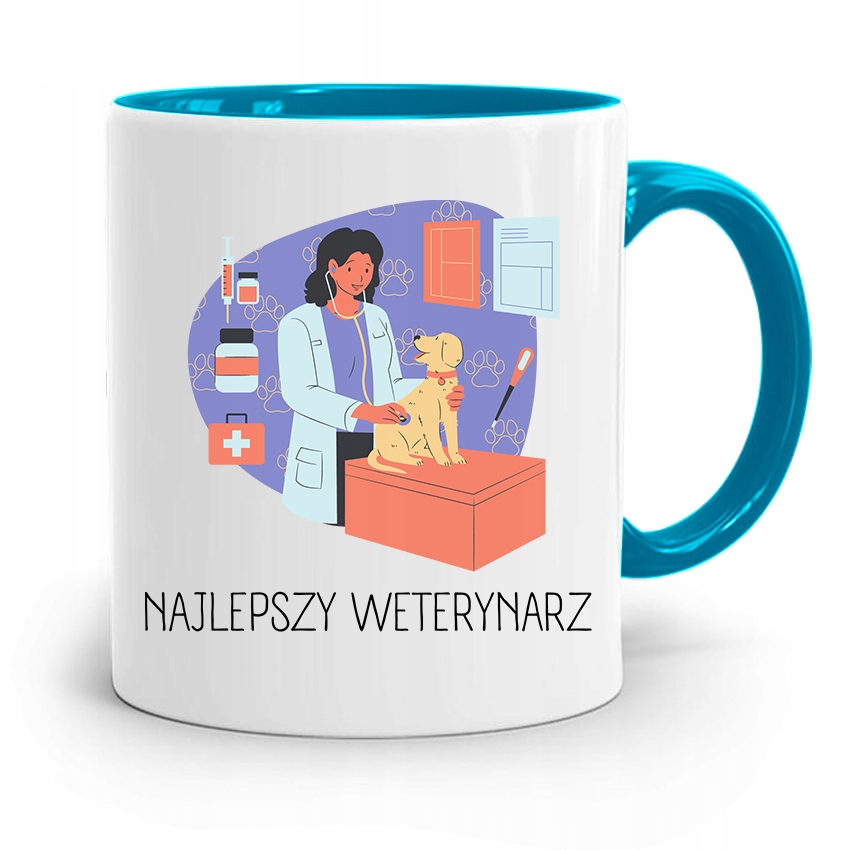 Kubek Błękitny Weterynarza Najlepszy Weterynarz Z Nadrukiem Ze Zdjęciem