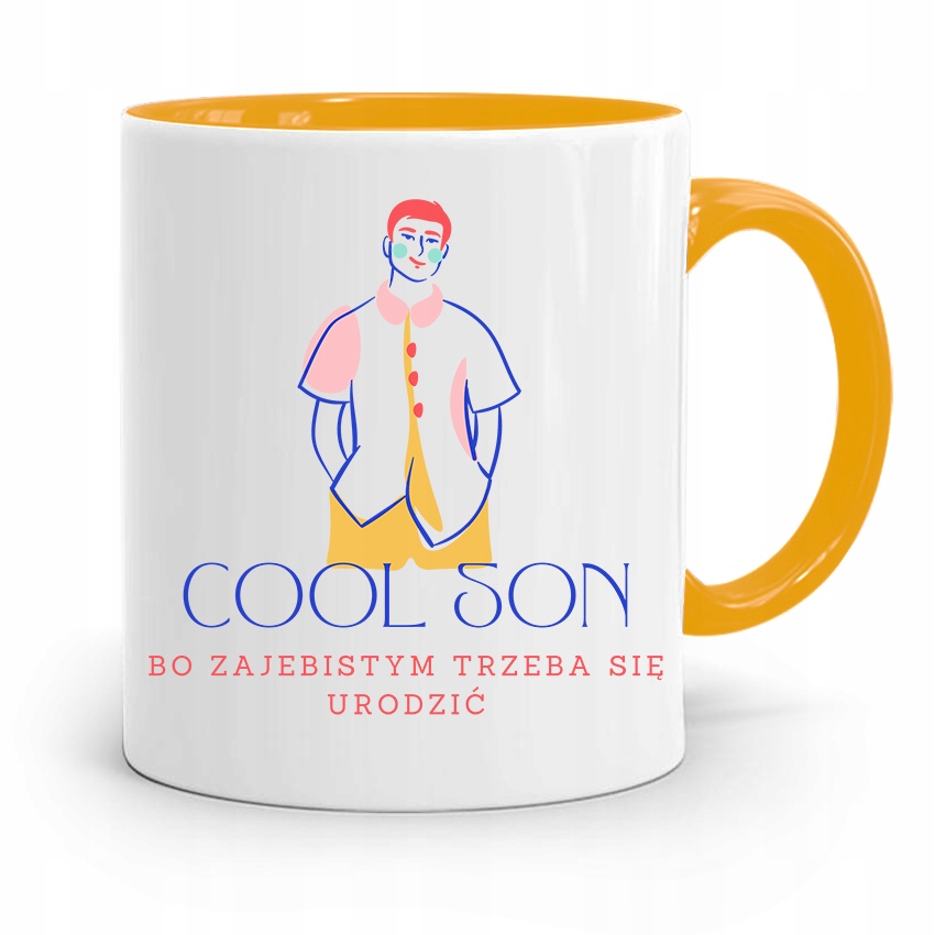 Kubek Żółty Prezent Dla Syna Dziecka Cool Son Z Nadrukiem Ze Zdjęciem