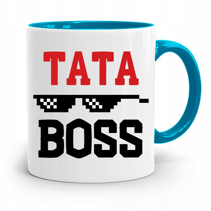 Kubek Błękitny Prezent Dla Taty Ojca Tata Boss Z Nadrukiem Ze Zdjęciem