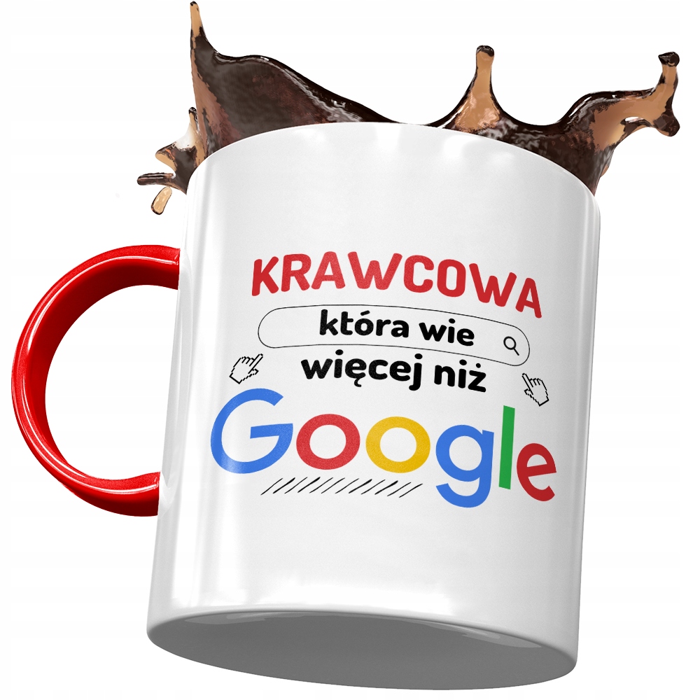 Kubek Czerwony Dla Krawcowej Wie Więcej Niż Google Z Nadrukiem Ze Zdjęciem