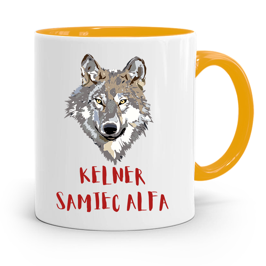 Dla Kelnera Kubek Żółty Kelner Samiec Alfa Prezent Z Nadrukiem Ze Zdjęciem