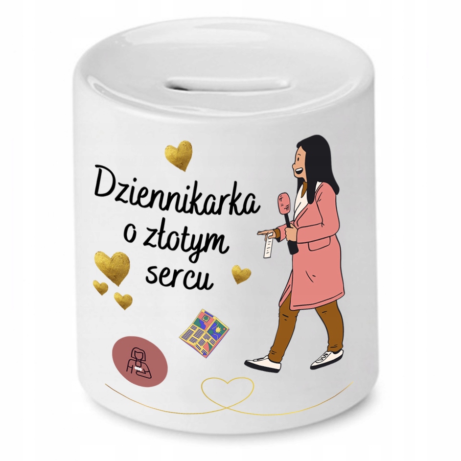 Skarbonka Dziennikarza Dziennikarka O Złotym Sercu Z Nadrukiem Ze Zdjęciem