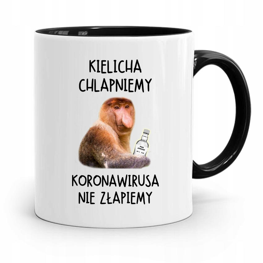Kubek Czarny Nosacz Janusz Kielicha Chlapniemy Z Nadrukiem Ze Zdjęciem