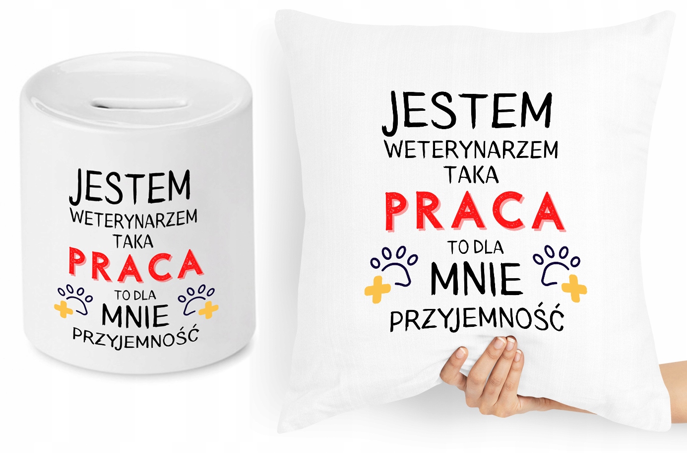 Dla Weterynarza Zestaw Poduszka + Skarbonka Z Nadrukiem Ze Zdjęciem