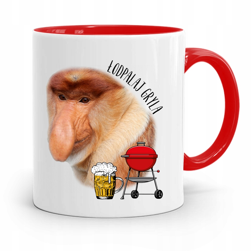 Kubek Czerwony Nosacz Janusz Łodpalaj Gryla Z Nadrukiem Ze Zdjęciem