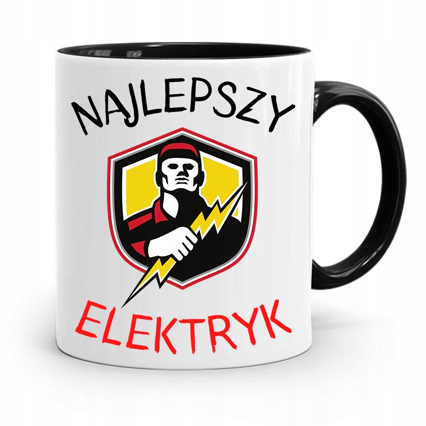 Kubek Czarny Prezent Elektryka Najlepszy Elektryk Z Nadrukiem Ze Zdjęciem