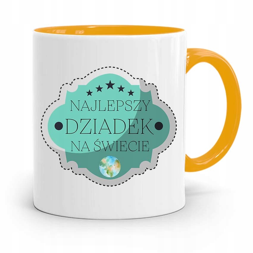 Kubek Żółty Na Dzień Dziadka Najlepszy Dziadek Z Nadrukiem Ze Zdjęciem