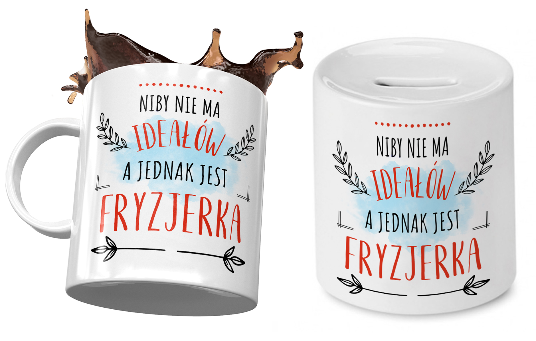 Dla Fryzjerki Zestaw Kubek + Skarbonka Na Prezent Z Nadrukiem Ze Zdjęciem