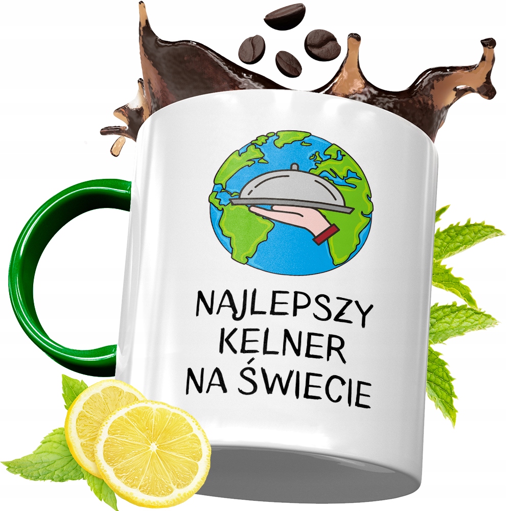 Kubek Zielony Dla Kelnera Kelnerki Na Prezent Z Nadrukiem Ze Zdjęciem