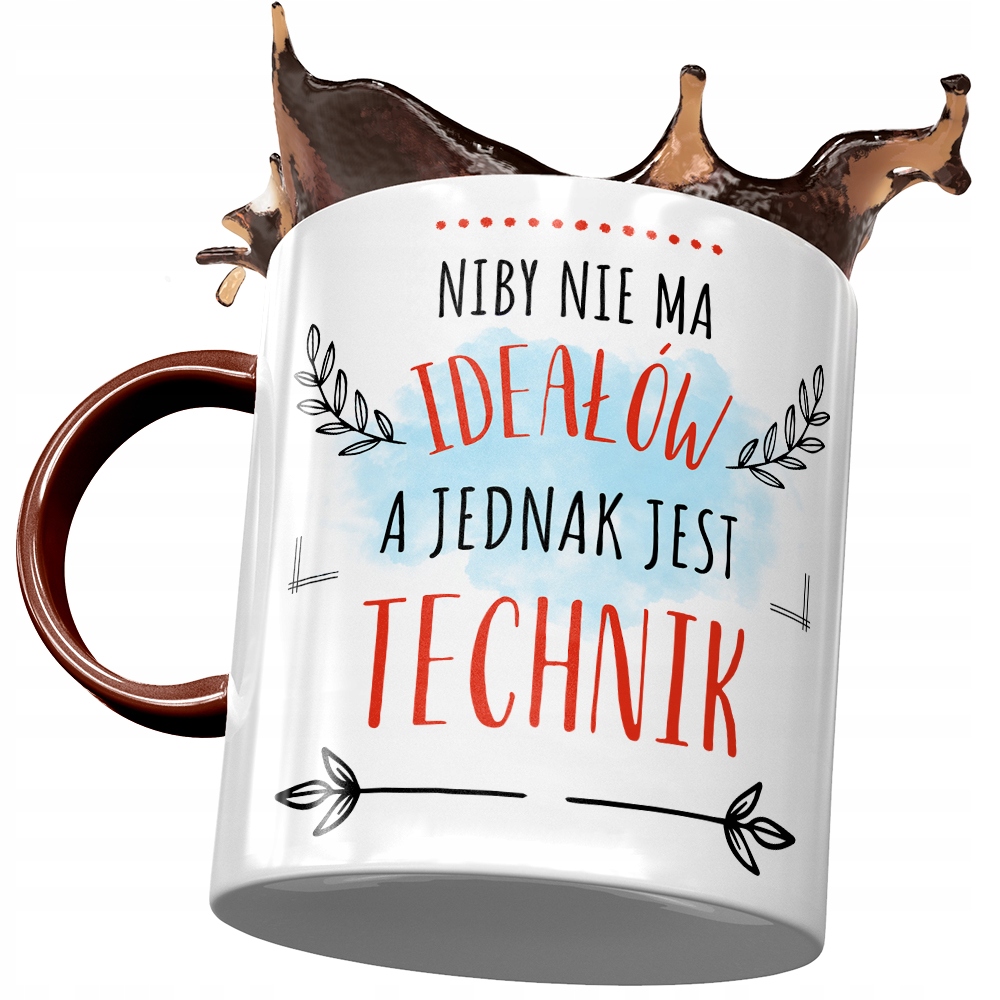 Kubek Bordowy Dla Technika Niby Nie Ma Ideałów Z Nadrukiem Ze Zdjęciem