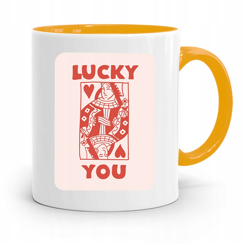 Kubek Żółty Prezent Dla Dziewczyny Żony Lucky You Z Nadrukiem Ze Zdjęciem