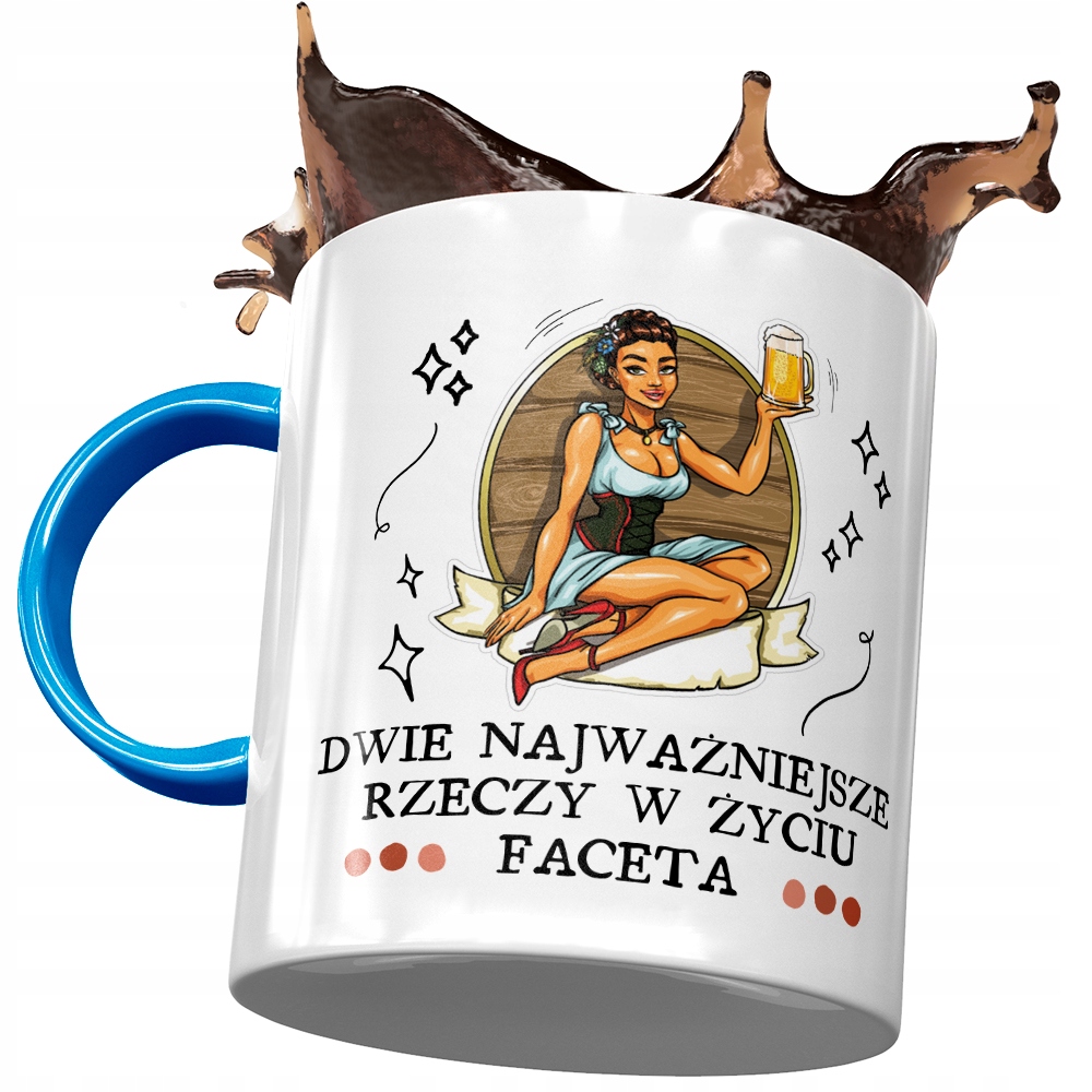 Kubek Błękitny Śmieszny Dwie Najważniejsze Rzeczy Z Nadrukiem Ze Zdjęciem