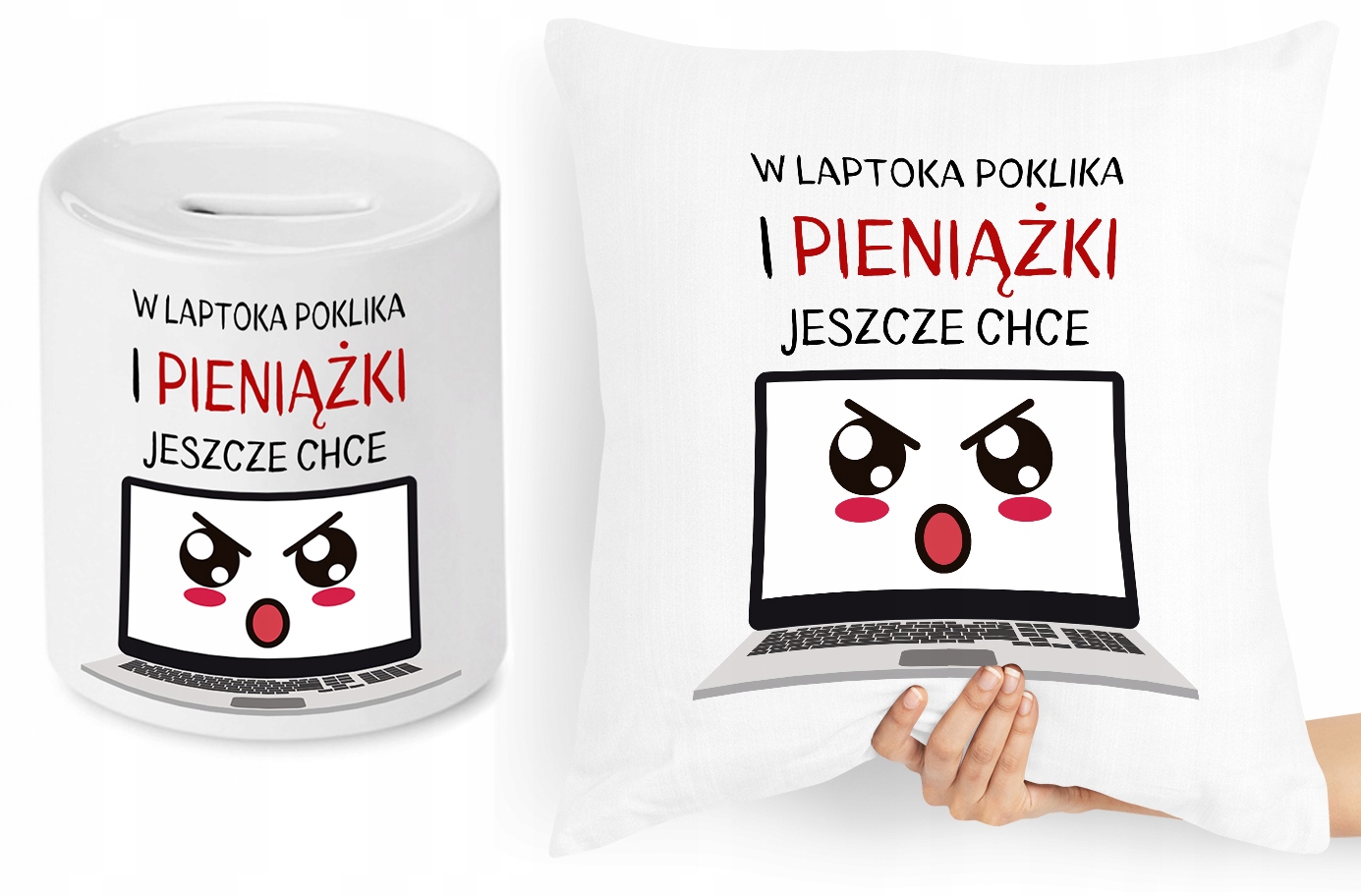 Dla Informatyka Zestaw Poduszka + Skarbonka Z Nadrukiem Ze Zdjęciem