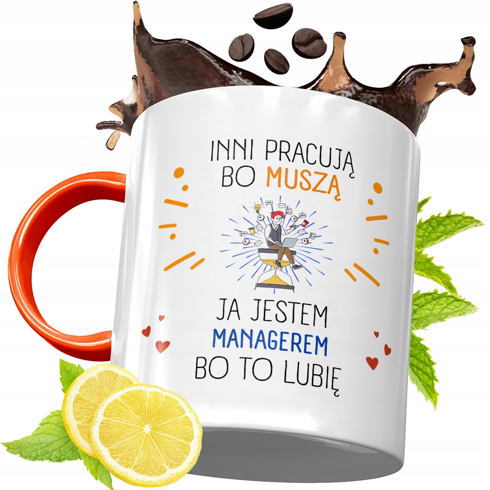 Kubek Pomarańczowy Dla Managera Prezent Z Nadrukiem Ze Zdjęciem