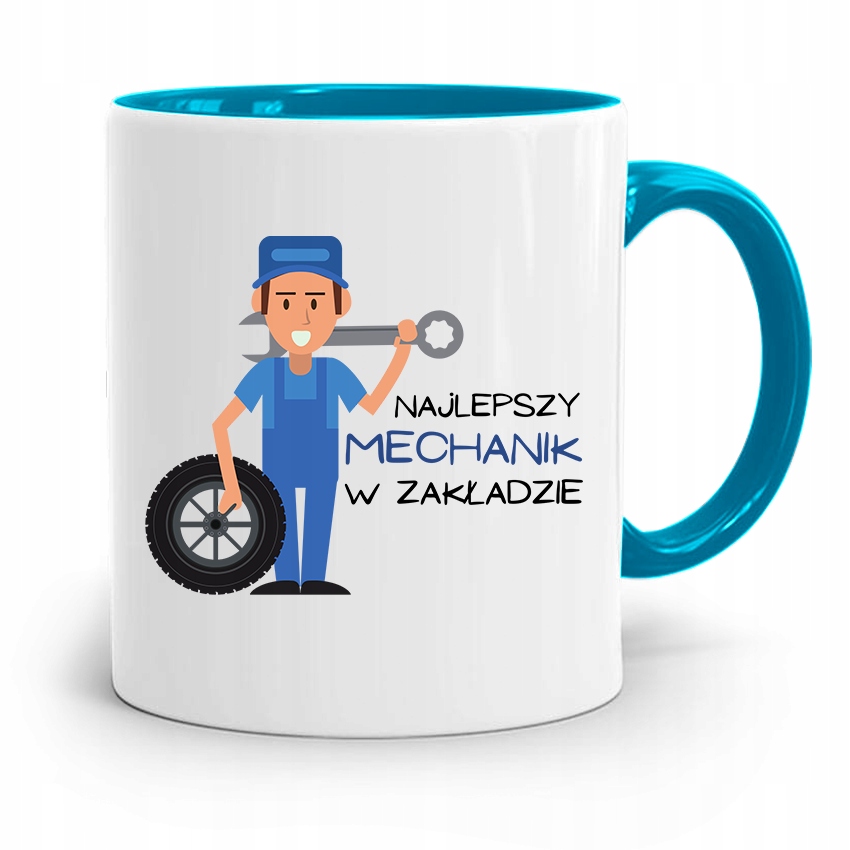 Kubek Błękitny Mechanika Najlepszy Mechanik Z Nadrukiem Ze Zdjęciem