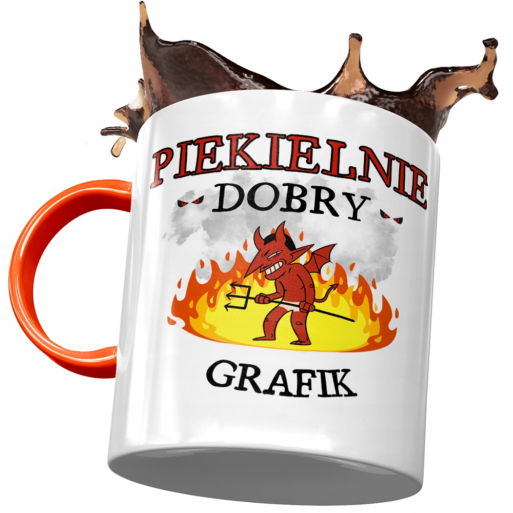 Kubek Pomarańczowy Dla Grafika Piekielnie Dobry Z Nadrukiem Ze Zdjęciem