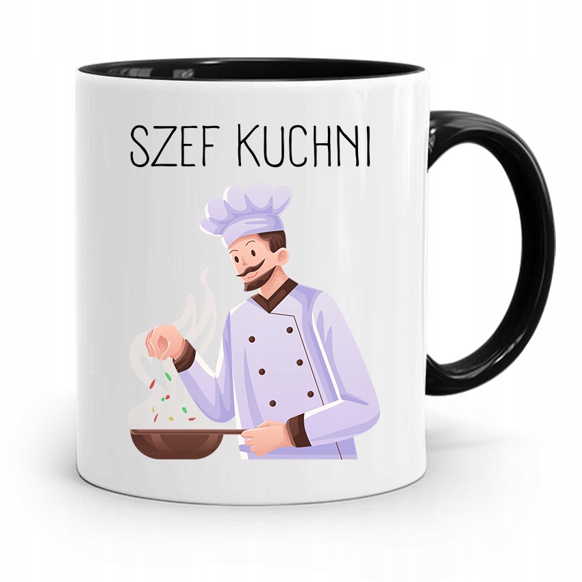 Kubek Czarny Dla Kucharza Kucharki Szef Kuchni Z Nadrukiem Ze Zdjęciem