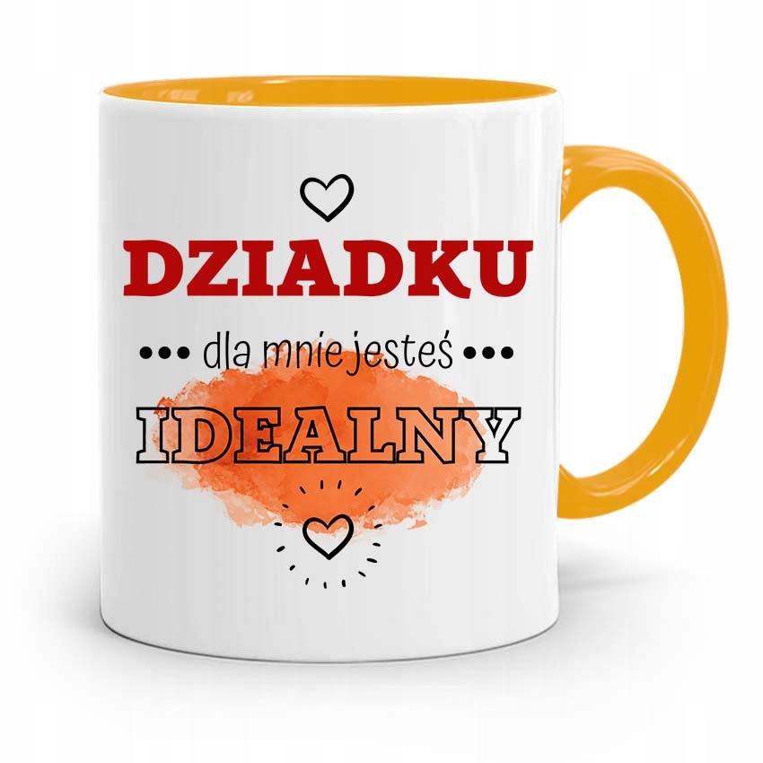 Kubek Żółty Dla Dziadka Dla Mnie Jesteś Idealny Z Nadrukiem Ze Zdjęciem