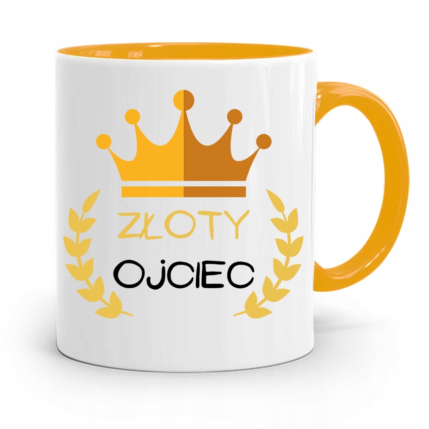 Kubek Żółty Dzień Ojca Dla Taty Złoty Ojciec Z Nadrukiem Ze Zdjęciem