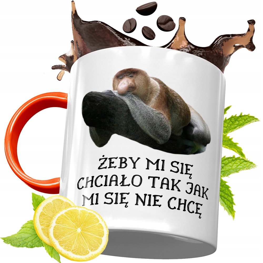 Kubek Pomarańczowy Śmieszny Janusz Nosacz Prezent Z Nadrukiem Ze Zdjęciem