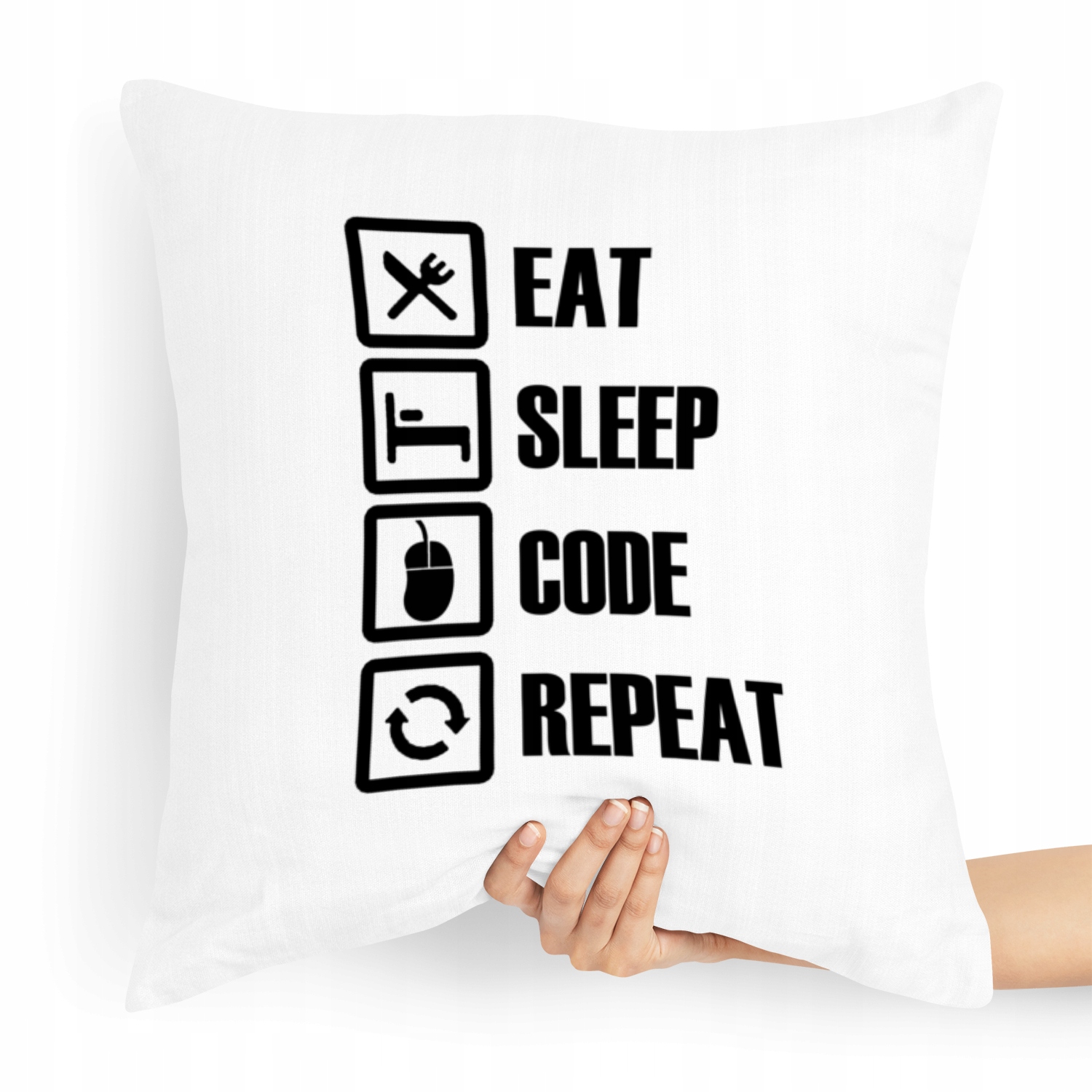 Poduszka Prezent Informatyk Eat Sleep Code Repeat Z Nadrukiem Ze Zdjęciem