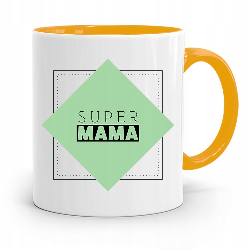 Kubek Żółty Prezent Dla Super Mamy Matki Mamusi Z Nadrukiem Ze Zdjęciem