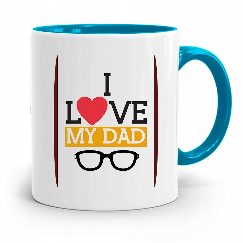 Kubek Błękitny Prezent Dla Taty Ojca I Love My Dad Z Nadrukiem Ze Zdjęciem
