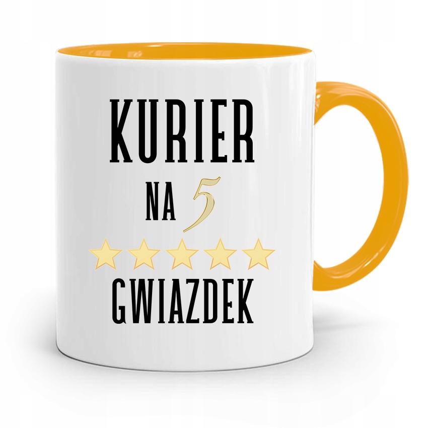 Kubek Żółty Dla Kuriera Na Pięć Gwiazdek Prezent Z Nadrukiem Ze Zdjęciem