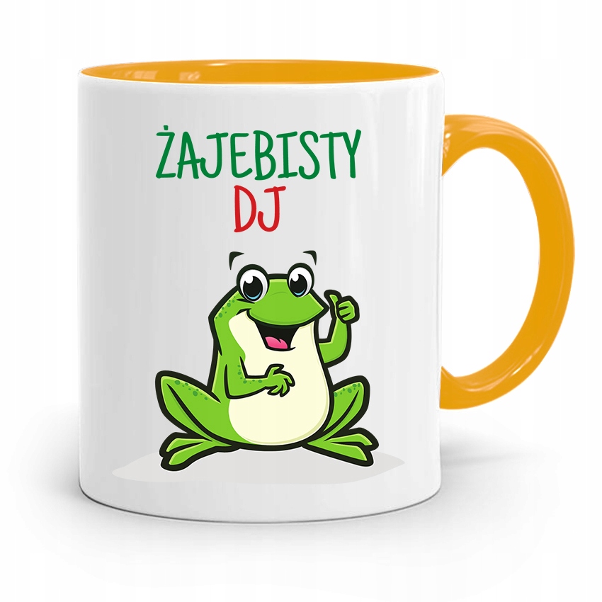 Dla Dja Muzyka Kubek Żółty Żajebisty Dj Prezent Z Nadrukiem Ze Zdjęciem