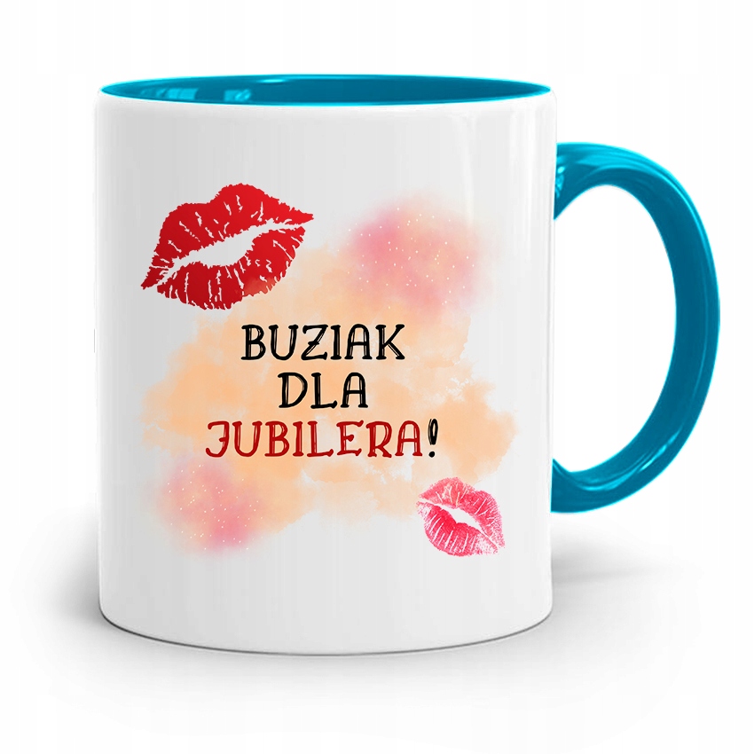 Dla Jubilera Kubek Błękitny Buziak Dla Jubilera! Z Nadrukiem Ze Zdjęciem