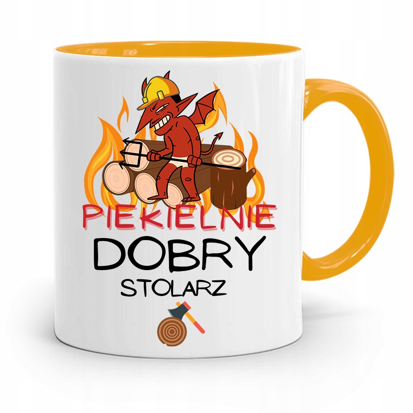 Kubek Żółty Prezent Dla Stolarza Piekielnie Dobry Z Nadrukiem Ze Zdjęciem