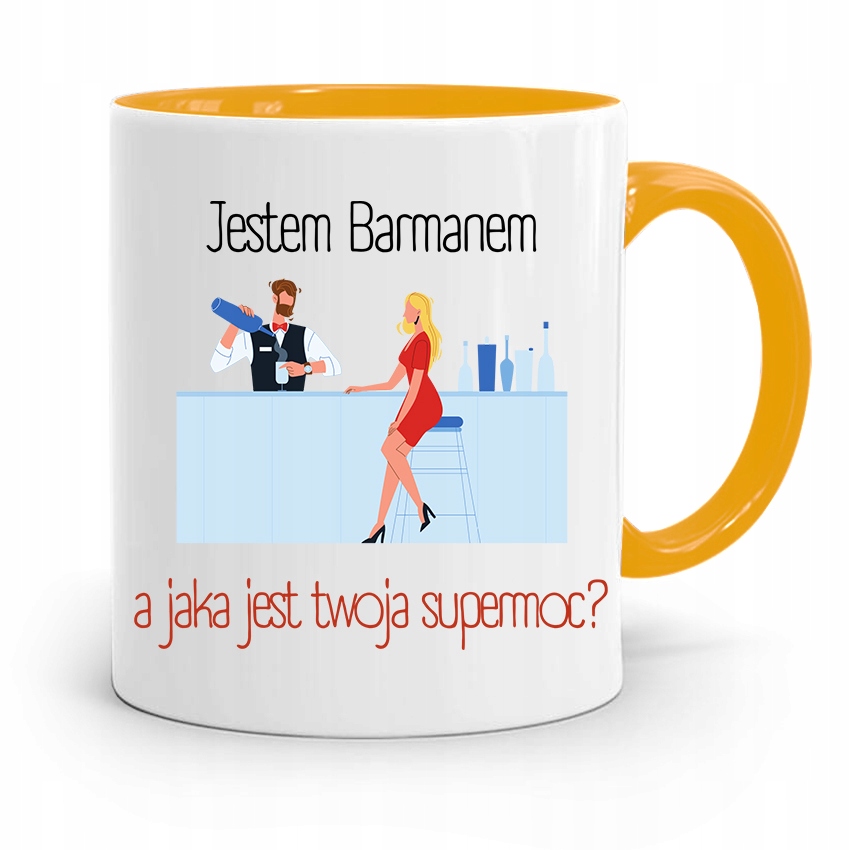 Kubek Żółty Dla Barmana Jestem Barmanem Prezent Z Nadrukiem Ze Zdjęciem