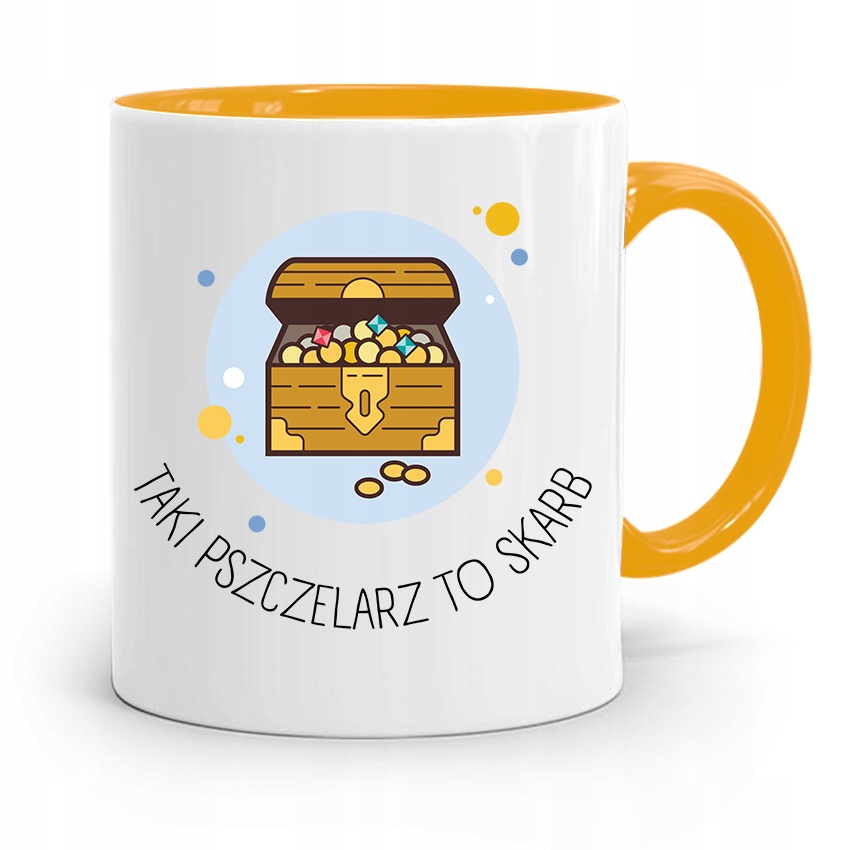 Kubek Zółty Dla Pszczelarza To Skarb Prezent Z Nadrukiem Ze Zdjęciem