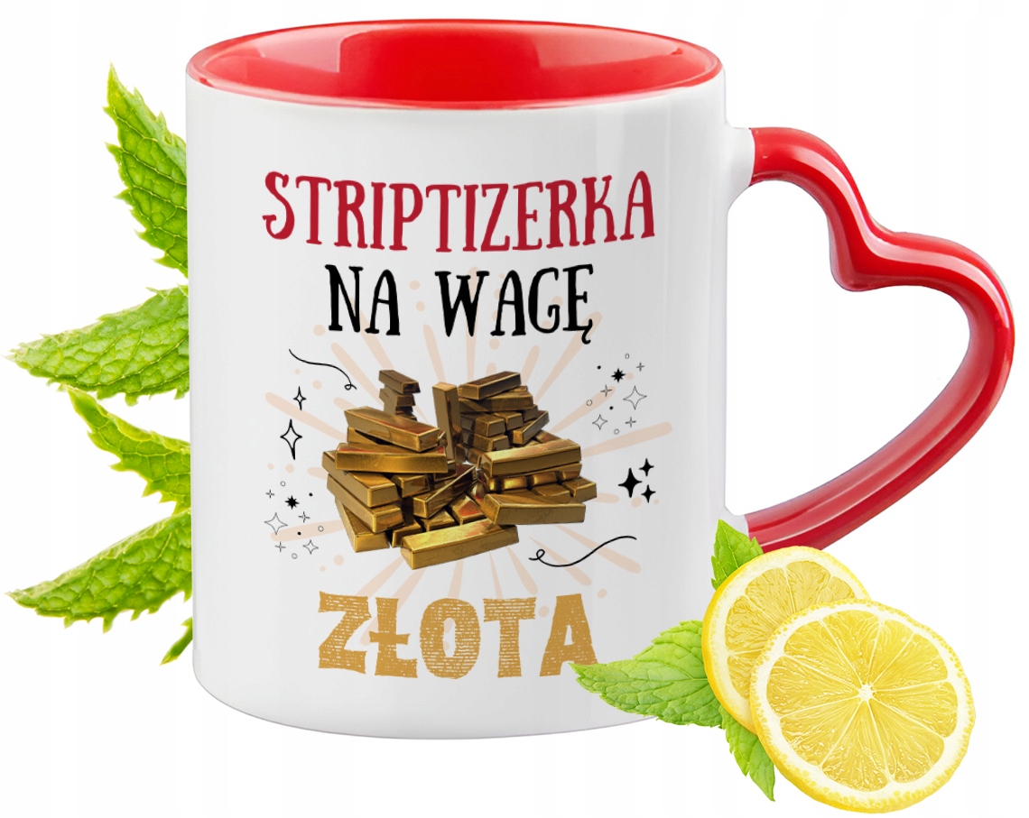 Kubek Czerwony Z Uszkiem W Kształcie Serca Dla Striptizerki Na Prezent