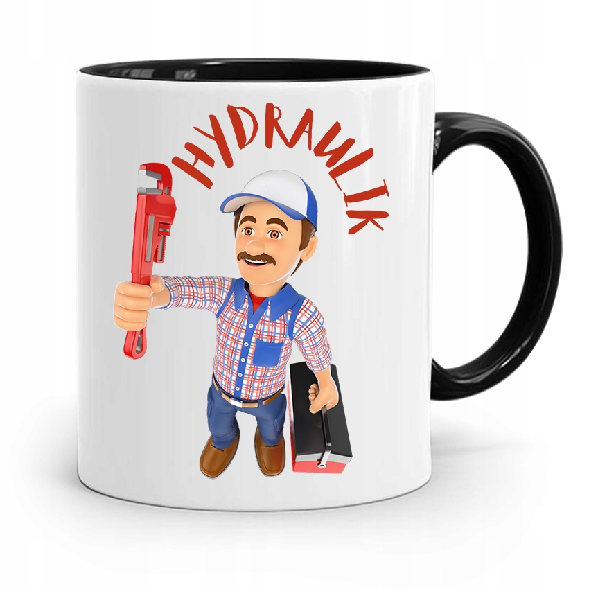 Kubek Czarny Prezent Dla Hydraulika Hydraulik Z Nadrukiem Ze Zdjęciem