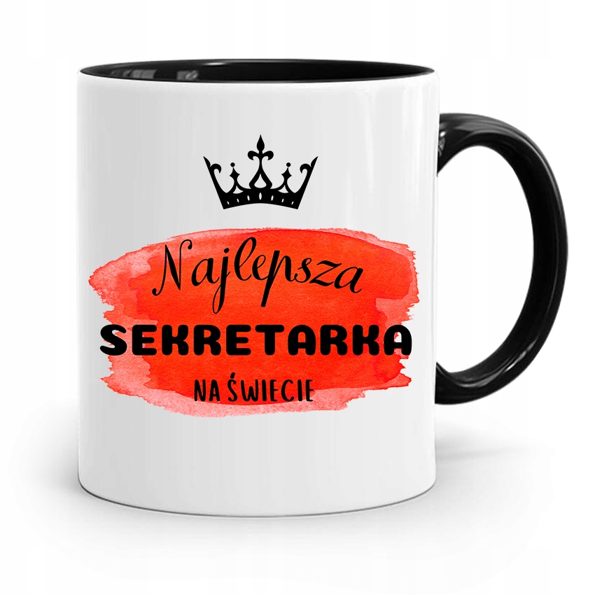 Kubek Czarny Prezent Dla Sekretarki Najlepsza Z Nadrukiem Ze Zdjęciem