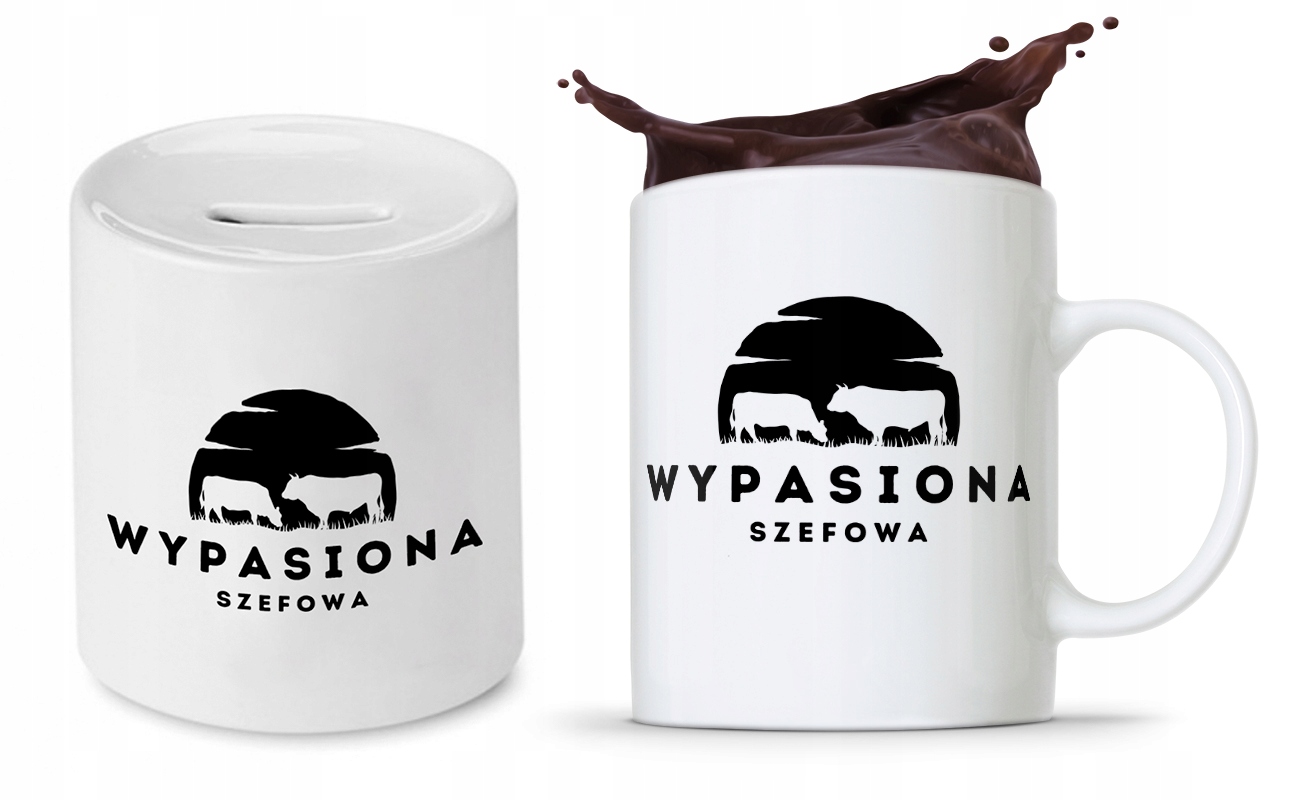 Dla Szefa Szefowej Zestaw Kubek + Skarbonka Z Nadrukiem Ze Zdjęciem