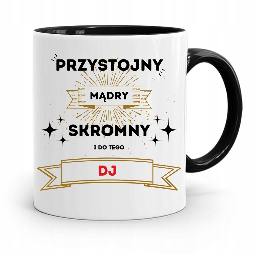 Dla Dja Muzyka Kubek Czarny Przystojny Skromny Z Nadrukiem Ze Zdjęciem