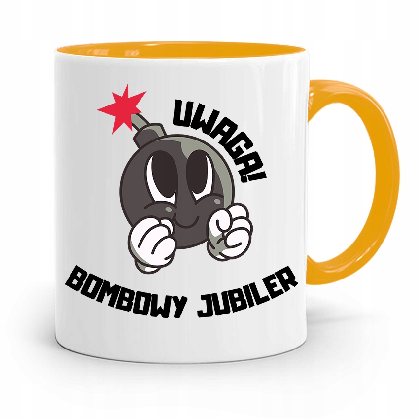 Dla Jubilera Kubek Żółty Bombowy Jubiler Prezent Z Nadrukiem Ze Zdjęciem