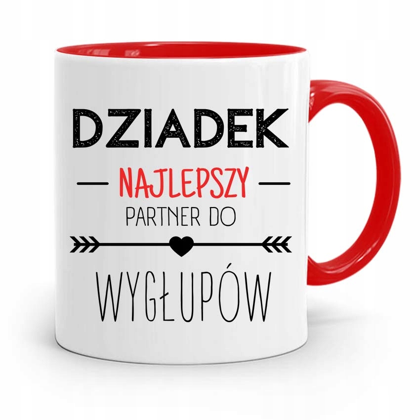 Kubek Czerwony Dla Dziadka Najlepszy Partner Z Nadrukiem Ze Zdjęciem