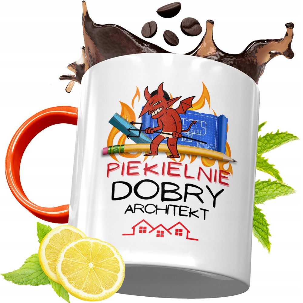 Kubek Pomarańczowy Dla Architekta Prezent Z Nadrukiem Ze Zdjęciem