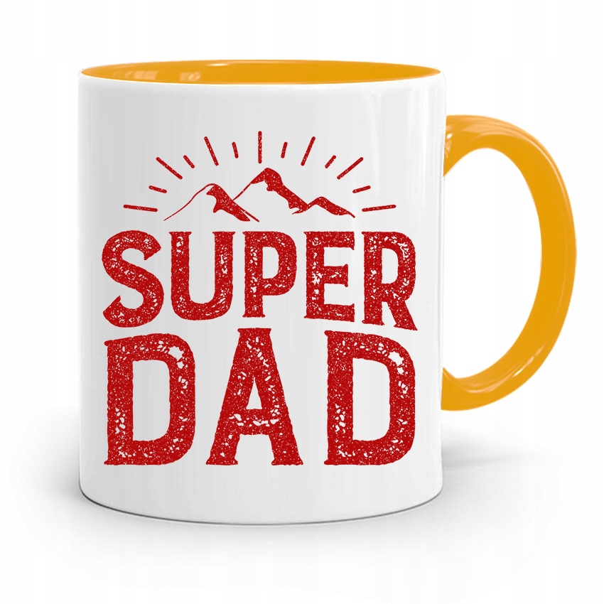 Kubek Żółty Prezent Na Dzień Ojca Super Dad Z Nadrukiem Ze Zdjęciem