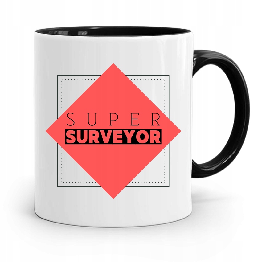 Kubek Czarny Dla Geodety Super Surveyor Z Nadrukiem Ze Zdjęciem