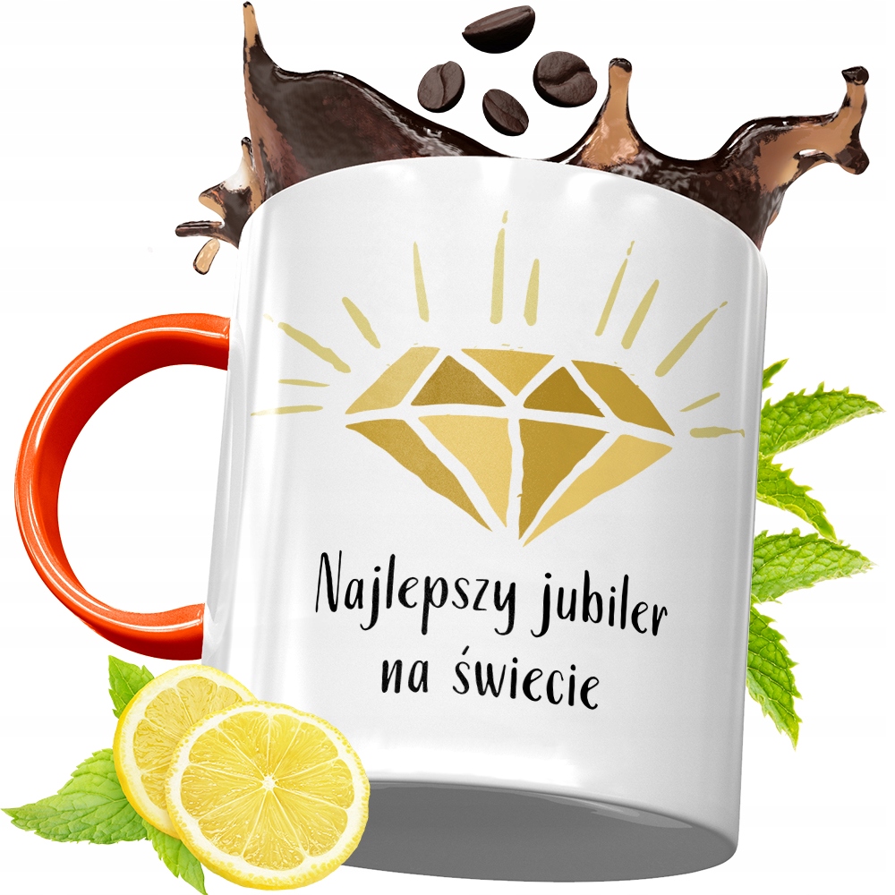 Kubek Pomarańczowy Dla Jubilera Prezent Z Nadrukiem Ze Zdjęciem