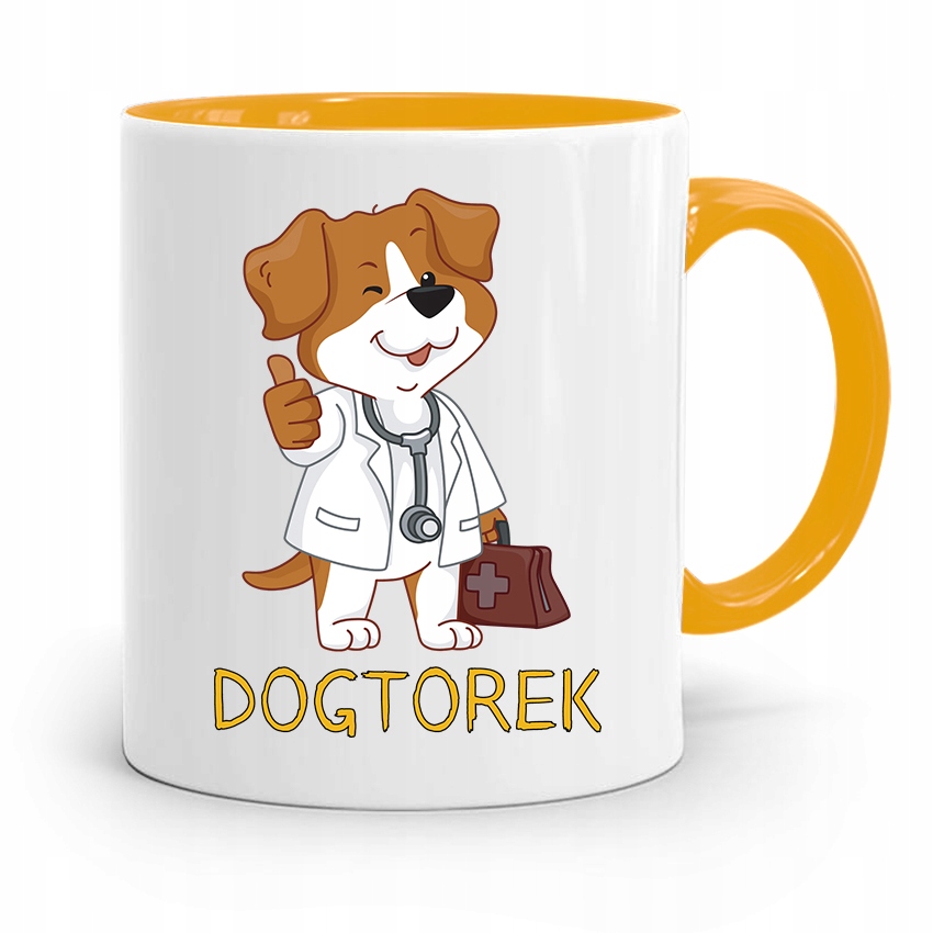 Kubek Żółty Weterynarza Dogtorek Prezent Z Nadrukiem Ze Zdjęciem