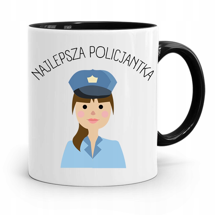 Kubek Czarny Prezent Dla Najlepszej Policjantki Z Nadrukiem Ze Zdjęciem