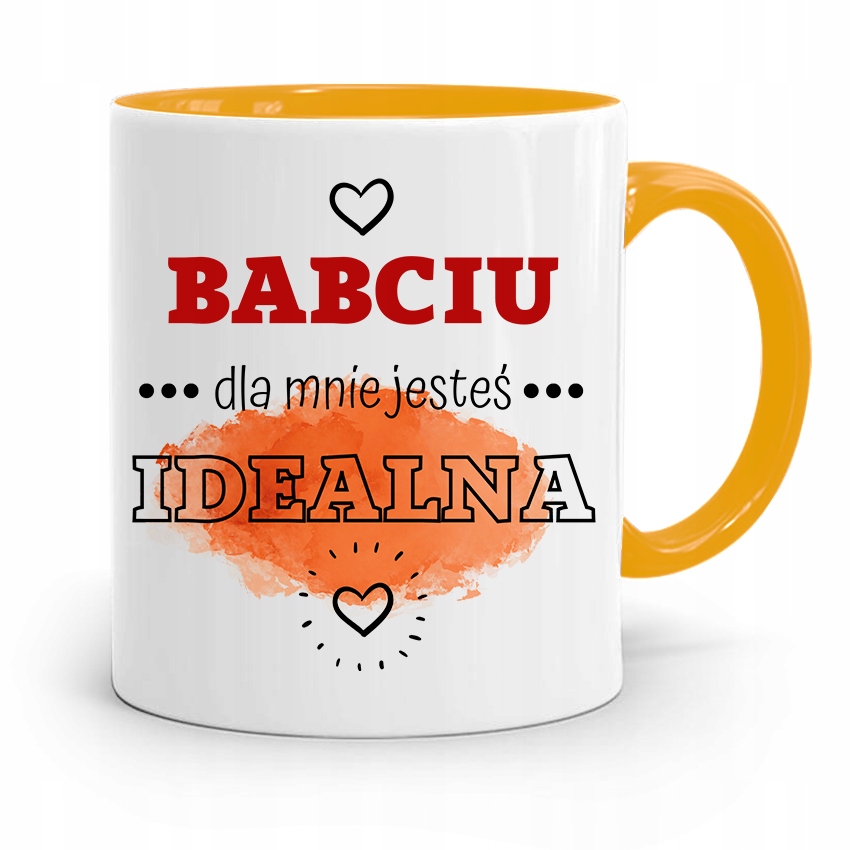 Kubek Żółty Dzień Babci Babciu Jesteś Idealna Z Nadrukiem Ze Zdjęciem